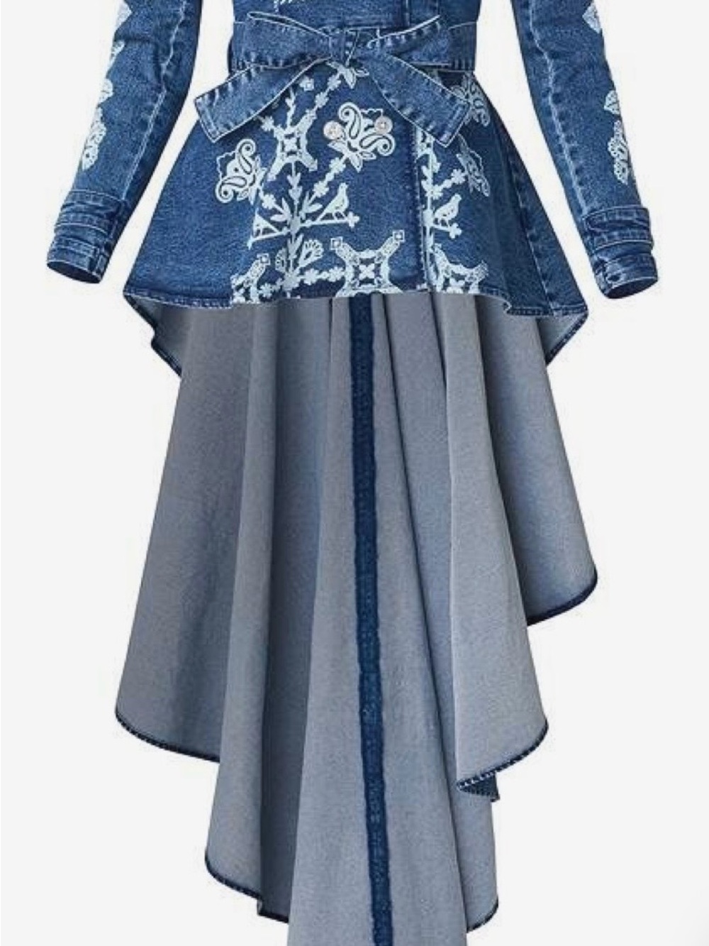 Venus Denim Embroidered High-Low Jacket- Blue size 12 - Picture 7 of 8
